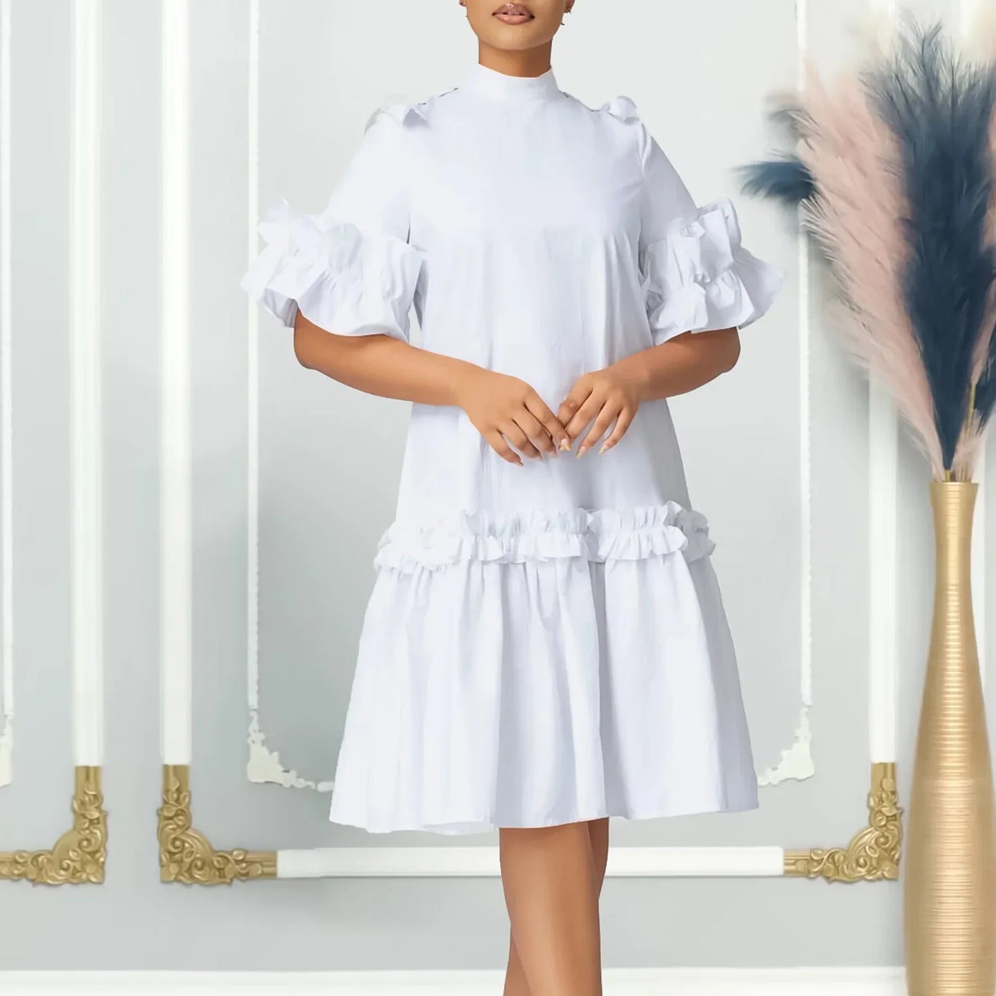 Elegant Half Sleeve Polyester gowns