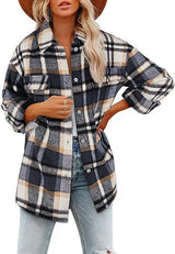 Autumn Women's Plaid Jacket Long Sleeve Lapel
