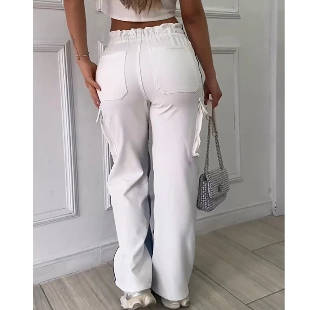 High Waist Women Patchwork Jeans Baggy
