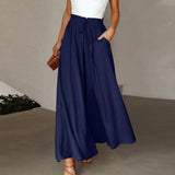 Elastic Wide Leg Pants Chiffon Trousers