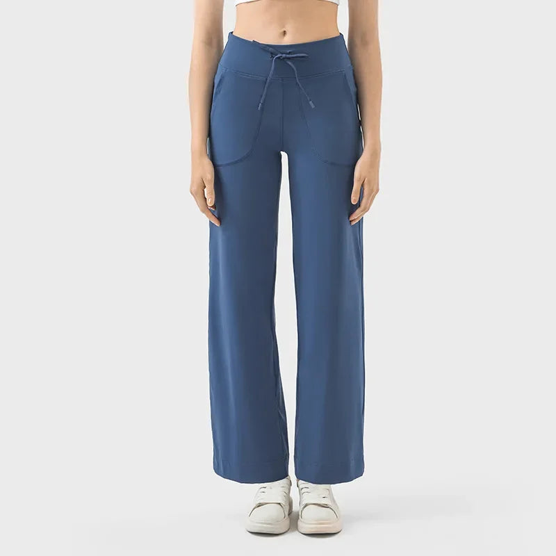 wide leg yoga pants drawstring
