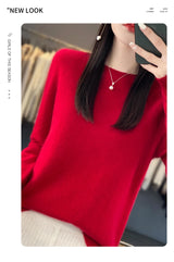 Women's Casual Knitted Pullover Coat – Soft O-Neck Winter Sweater