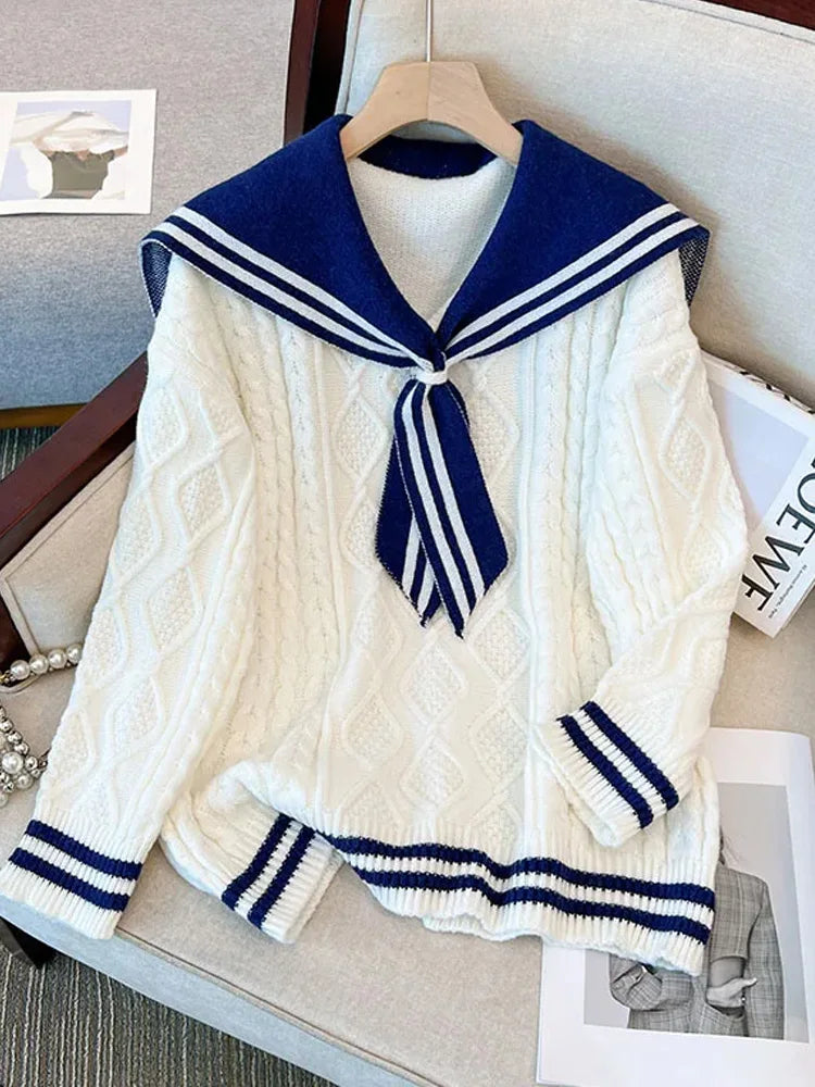Bow Knit Sweater Pullover Women Long Sleeve V-neck Tops