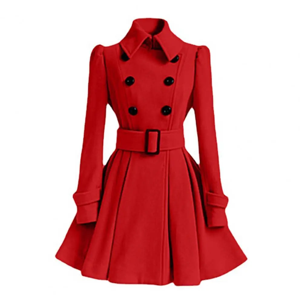 Autumn elegant woolen coat Fashion Lace-Up