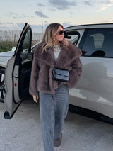 Long Sleeved Buttons Women's Faux Fur Coats