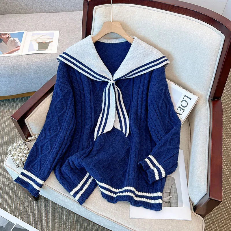 Bow Knit Sweater Pullover Women Long Sleeve V-neck Tops