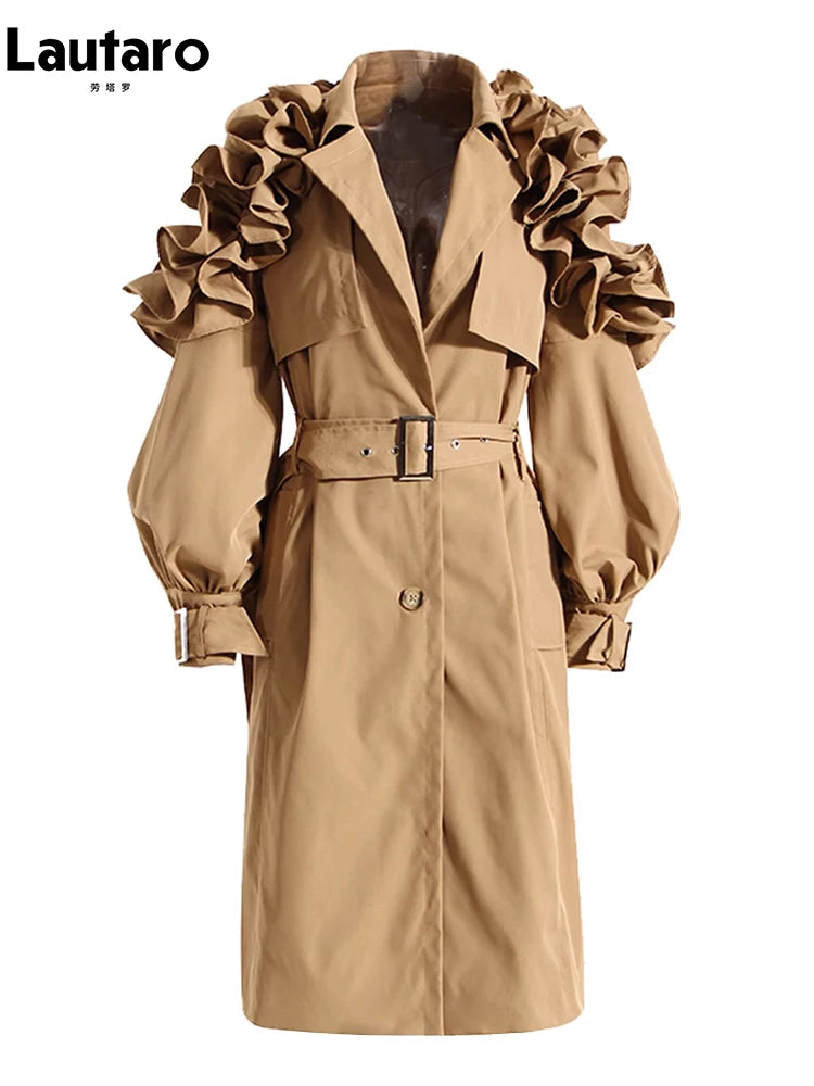 Lautaro Long Black Khaki Trench Coats