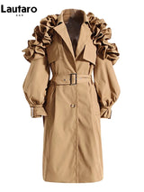 Lautaro Long Black Khaki Trench Coats