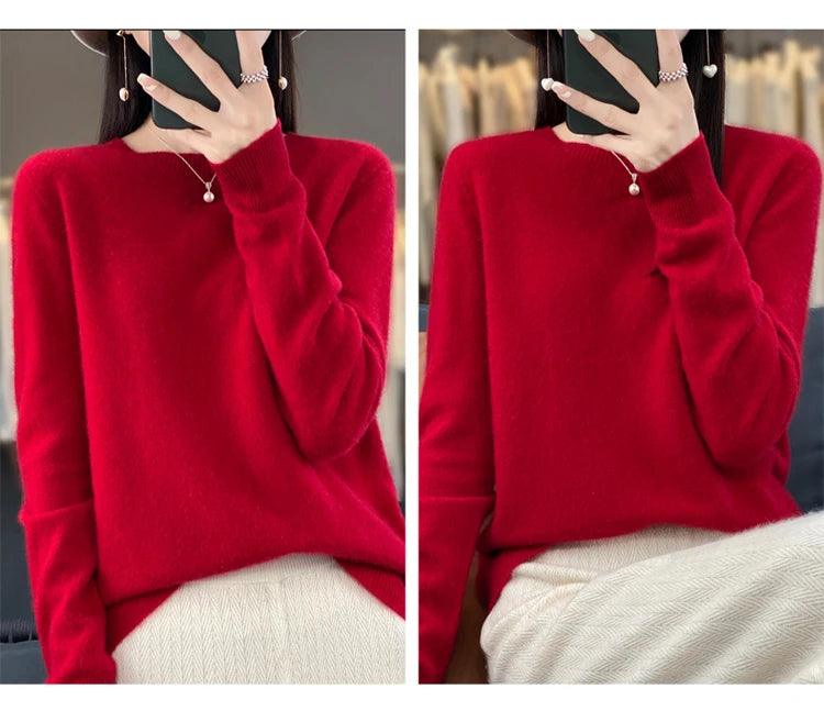Women's Casual Knitted Pullover Coat – Soft O-Neck Winter Sweater