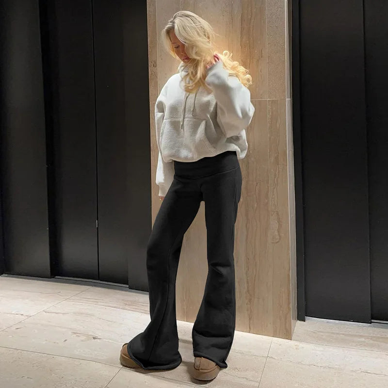 Basic Sexy Solid Flare Pants Retro Y2K Casual