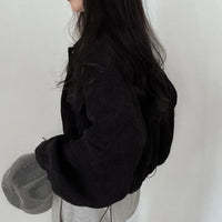 Rimocy Chic Pockets Long Sleeve Cropped Blouse