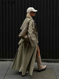 Street Ribbed Woolen Long Coat
