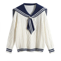 Bow Knit Sweater Pullover Women Long Sleeve V-neck Tops