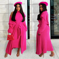 Two Piece Long Sleeve Round Neck Cardigan