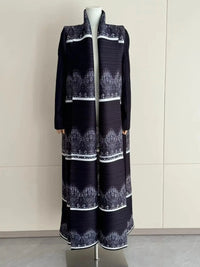 Miyake Pleated Print Foldable Collar Long Sleeve Coats