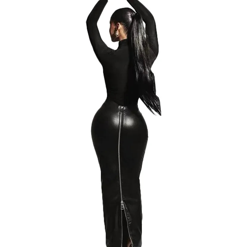 Women High Waist Elastic Long Skirt