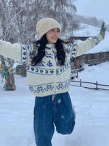 Chunky Knit Collared Zip-up Jacket Cozy Cardigan