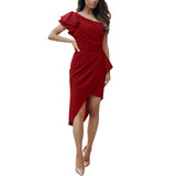 Women Summer Elegant One Shoulder Cocktail Dress