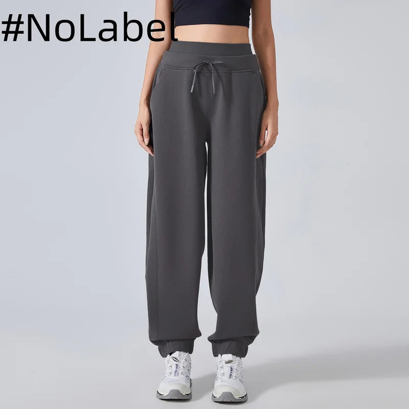 Brown Thickened Lamb Fleece Lining Sweatpants