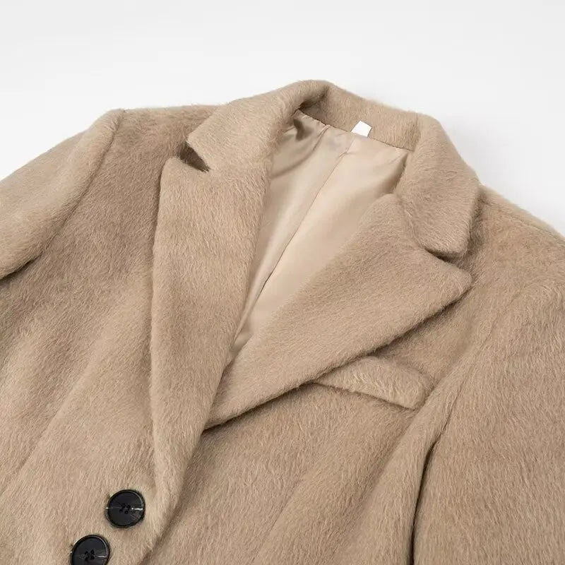 Streetwear Long Hairy Shaggy Blazer Coats