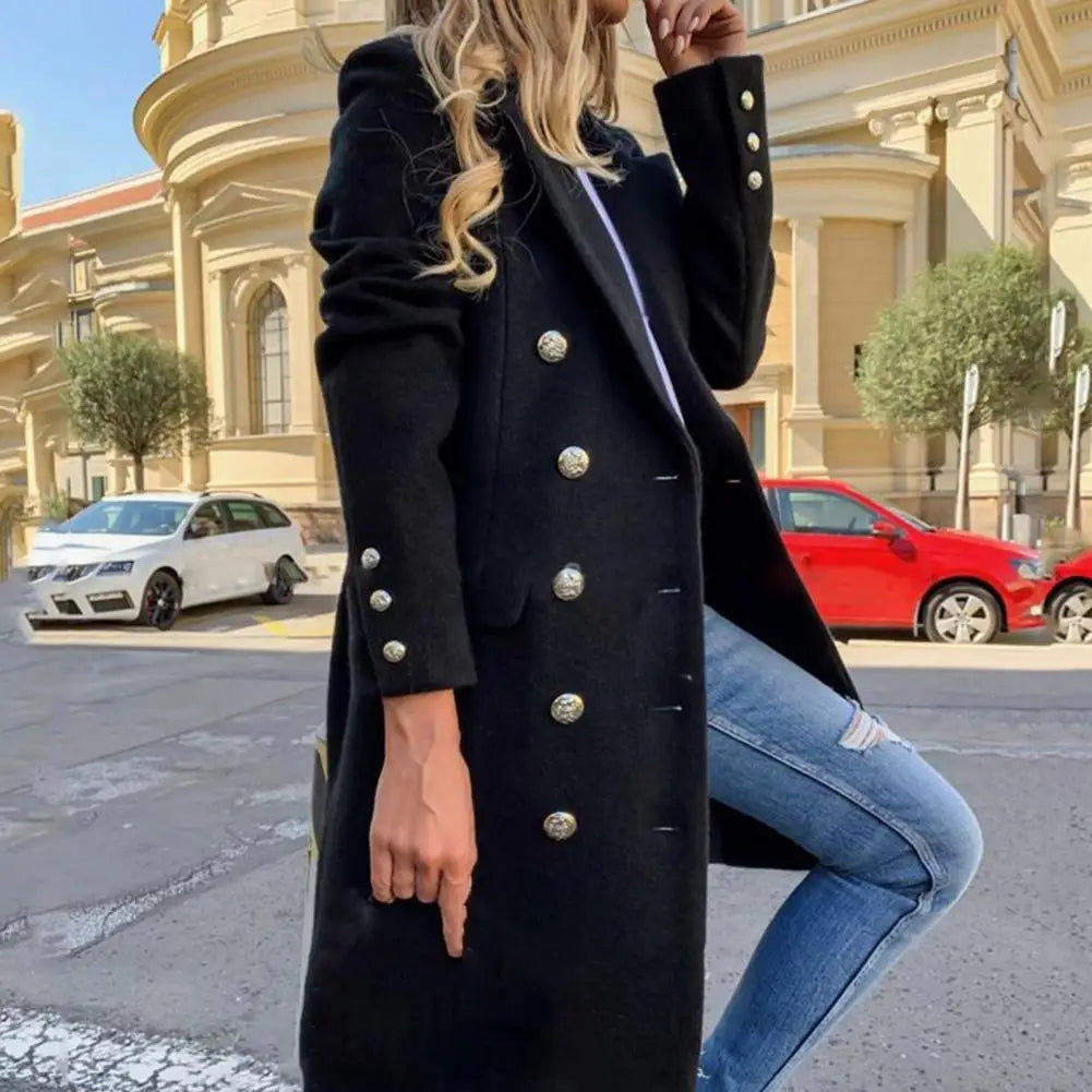 Women Wool Coat Autumn Winter Long Sleeve
