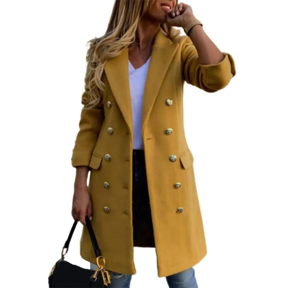 Women Wool Coat Autumn Winter Long Sleeve