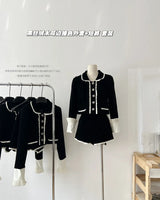 2 Piece Shorts Sets Peter Pan Collar Luxury Cardigans Fashion