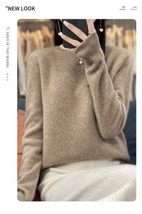 Women's Casual Knitted Pullover Coat – Soft O-Neck Winter Sweater