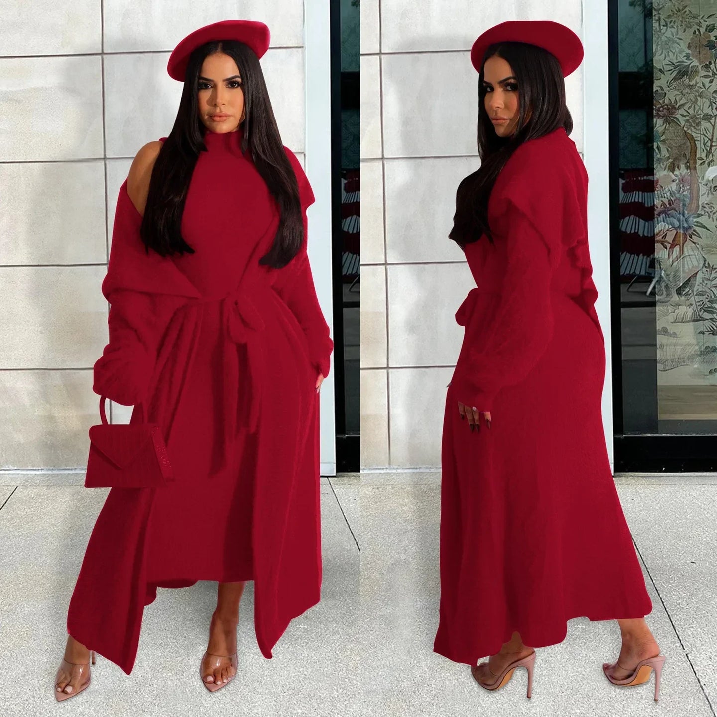Two Piece Long Sleeve Round Neck Cardigan