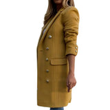 Women Wool Coat Autumn Winter Long Sleeve