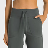 wide leg yoga pants drawstring