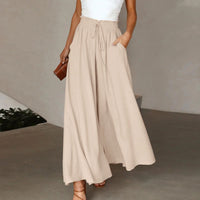 Elastic Wide Leg Pants Chiffon Trousers