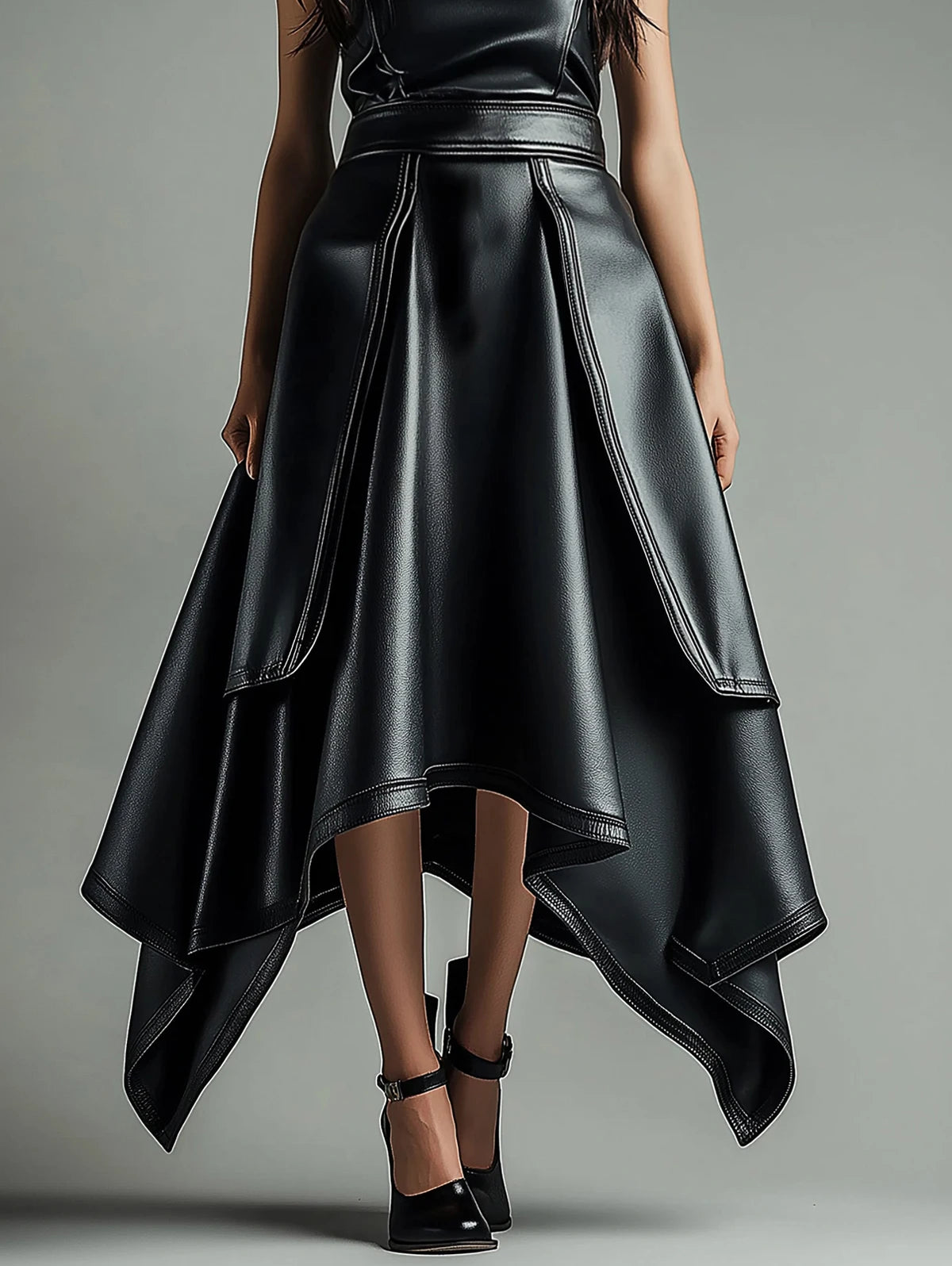 Women's PU Leather Long Maxi Skirt