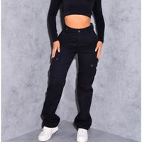 Women High Waist High Elastic Solid Jeans