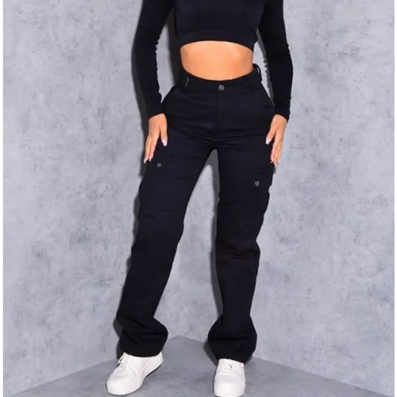Women High Waist High Elastic Solid Jeans