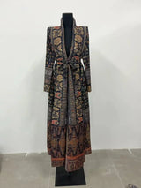Miyake Pleated Print Foldable Collar Long Sleeve Coats