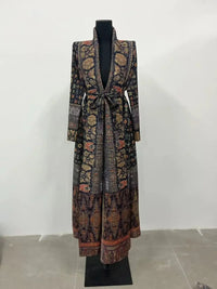 Miyake Pleated Print Foldable Collar Long Sleeve Coats
