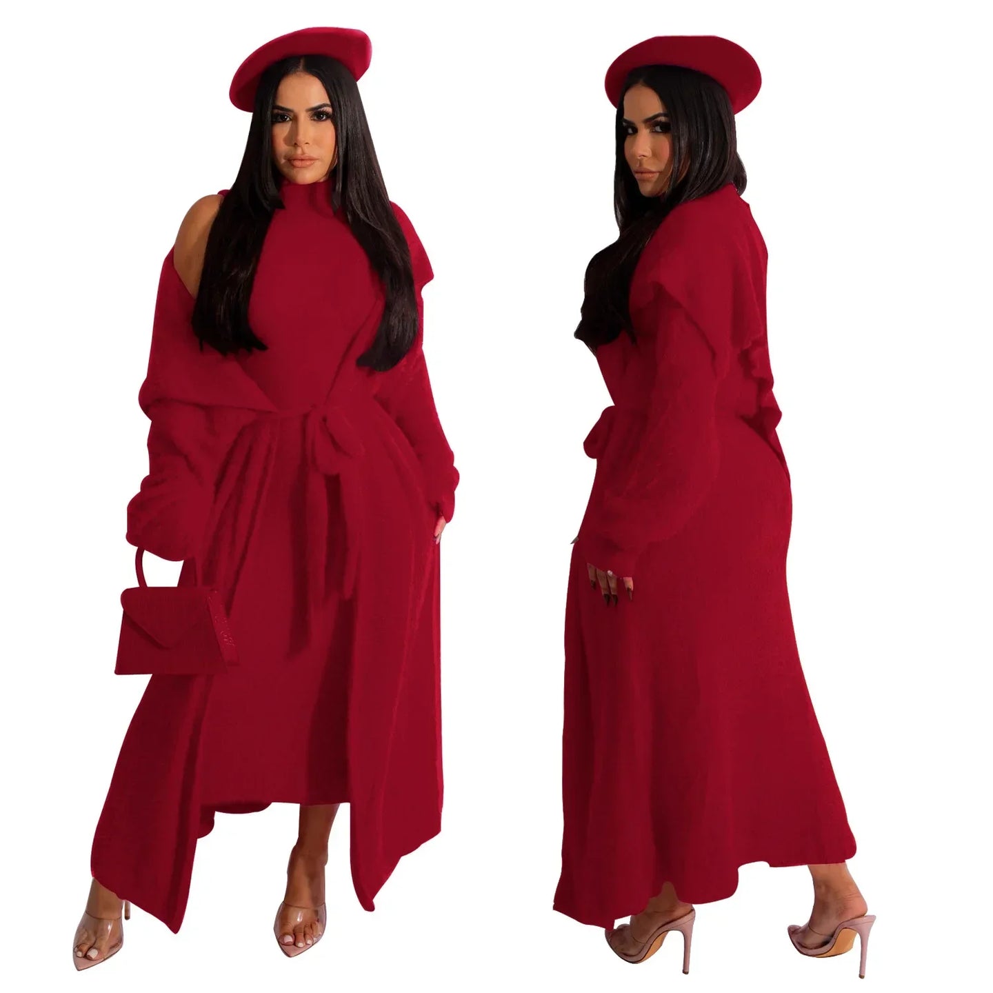 Two Piece Long Sleeve Round Neck Cardigan