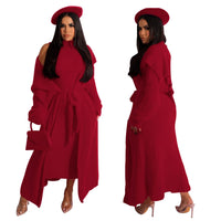 Two Piece Long Sleeve Round Neck Cardigan