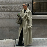 Street Ribbed Woolen Long Coat