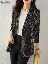 Women Autumn Blazer Retro Printed Coats