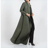 Miyake Pleated Print Foldable Collar Long Sleeve Coats