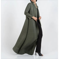 Miyake Pleated Print Foldable Collar Long Sleeve Coats