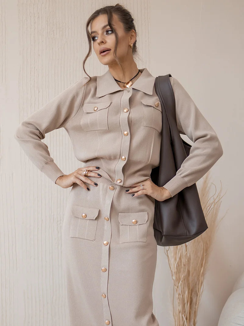 Vintage Knit Blazer Dress 2 Piece Matching Set