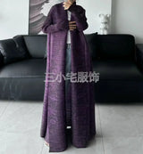 Miyake Pleated Print Foldable Collar Long Sleeve Coats