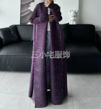 Miyake Pleated Print Foldable Collar Long Sleeve Coats