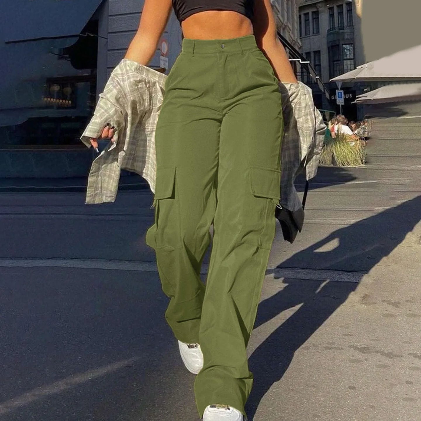Women Stretch Twill Wide Leg Pants