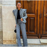 Fashion Woolen Women Contrasting Jacket
