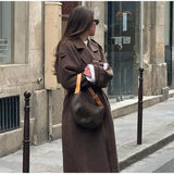 Street Ribbed Woolen Long Coat