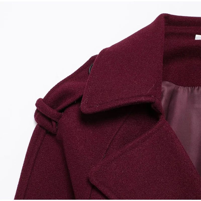 Vintage Double-Breasted Wool Women's Coat – Classic Retro Style